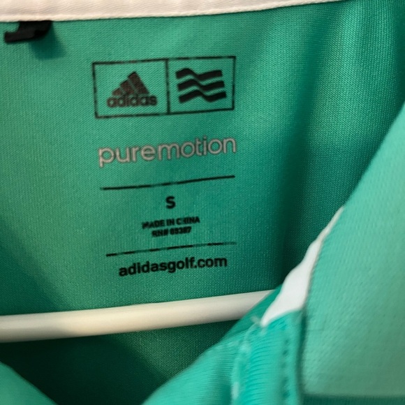 Adidas Green and White Polo Shirt with Sporty Stripes - Picture 2 of 4